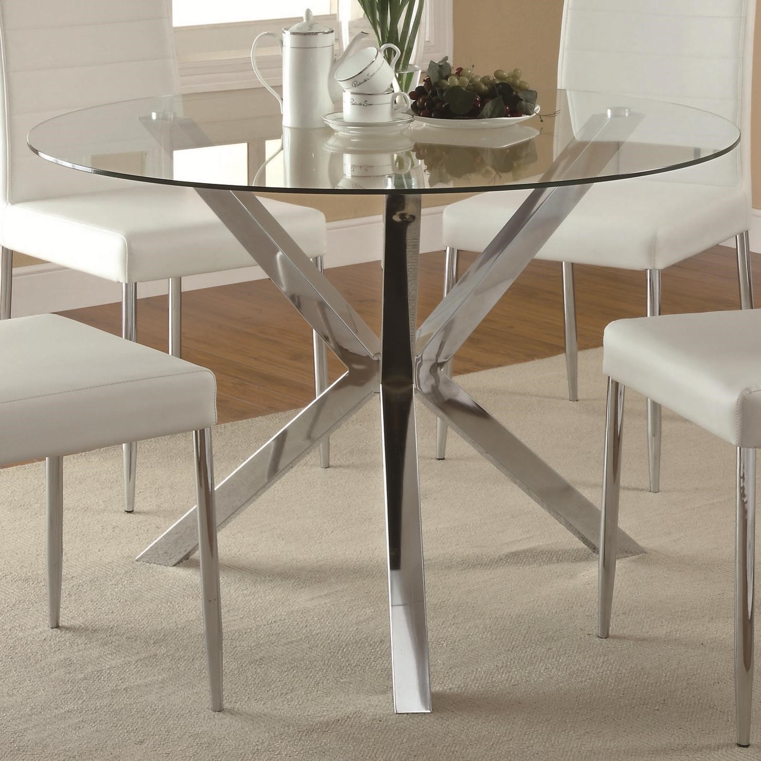 Round glass table with chrome deals base